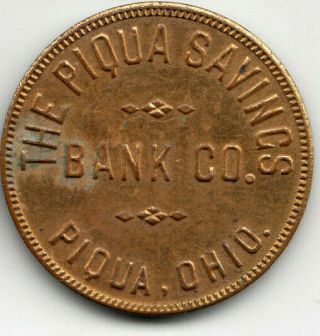 Piqua Oh Token - Piqua Savings Bank Co - 25¢ On Savings Acct - Miami Co Ohio
