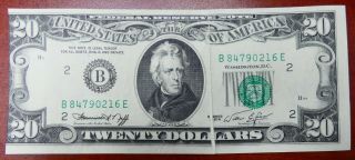 1974 $20 Federal Reserve Note York Gutter Fold Error Au - Boe