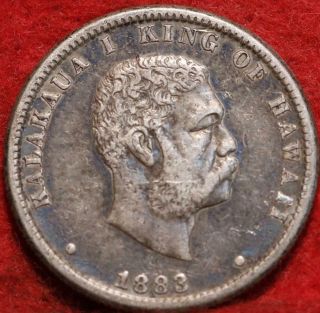 1883 Hawaii 25 Cents Silver Foreign Coin