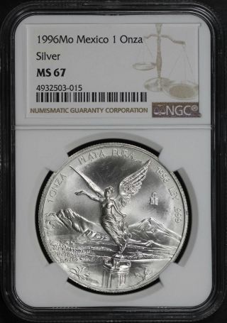 1996 - Mo Mexico Silver Libertad 1 Onza Ngc Ms - 67 - 181805