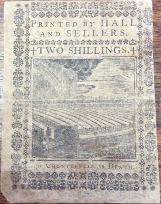 1773 2 Shillings Pennsylvania Continental Currency 2