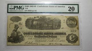 $100 1862 Richmond Virginia Va Confederate Currency Bank Note Bill Civil War T40