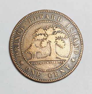 1871 Canada Prince Edward Island 1c One Cent Queen Victoria Bronze Coin Km 4