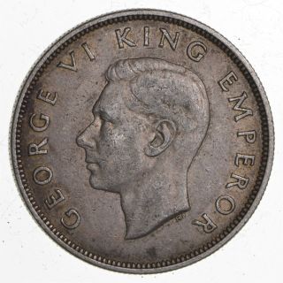 World Coin - 1937 Zealand 1/2 Crown - 14.  4g - World Silver Coin 086