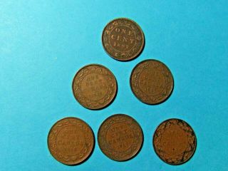 6 Large Canadian Pennies - 1897,  1911,  1917,  1918,  1919,  1920