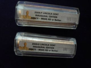 2009 P & D Lincoln Cent Log Cabin Lp1 Rolls Anacs Ms65 Red Or Better