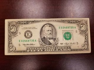 1993 Richmond $50 Dollar Bill Note Frn E03468735a