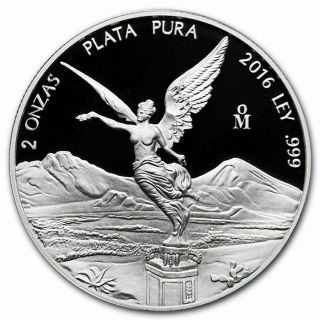 2016 Silver 2 Onzas Libertad Proof 2 Ounce Mexican Bullion Coin In Capsule