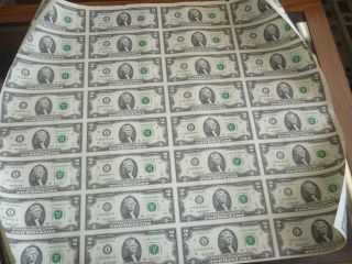 2003 A $2 32 Note Uncut San Francisco Currency Sheet 4269m