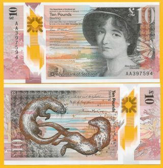 Scotland 10 Pounds P - 371 2016 - Prefix Aa - Royal Bank Of Scotland Unc Banknote