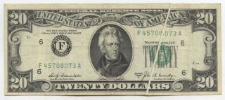 1969 - A $20 Federal Reserve Error Note Gutterfold Currency Atlanta Georgia Bc368