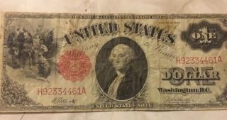 1917 $1.  Fr - 39 Large Red Seal United States Of America Legal Tender Note Vf