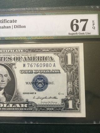 Fr.  1621 1957b $1 Silver Certificate Pmg67 Gem.  " 67 "