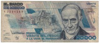 Banco De México Issues 20,  000 Pesos 28.  3.  1989 Pick 92b Foreign World Banknote