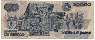 Banco de México Issues 20,  000 Pesos 28.  3.  1989 Pick 92b Foreign World Banknote 2