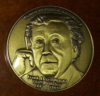 Frank Lloyd Wright / 1869 - 1959 - 51mm Ppg Medal - Gem Bu