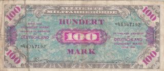 100 Mark Vg Banknote From Allied Military In Germany 1944 Pick - 197