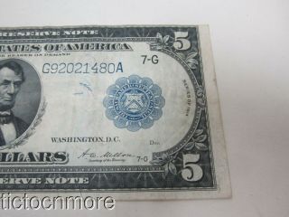 US $5 FIVE DOLLAR FEDERAL RESERVE LARGE NOTE BILL SERIES 1914 CHICAGO BLUE SEAL 2