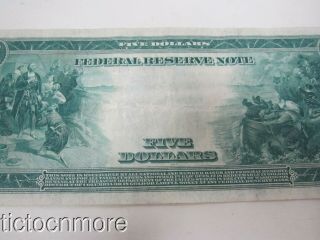 US $5 FIVE DOLLAR FEDERAL RESERVE LARGE NOTE BILL SERIES 1914 CHICAGO BLUE SEAL 8