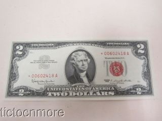 Us $2 Two Dollar Federal Note Series 1963 Red Seal Star Note Uncirculated