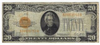 Series Of 1928 $20 Twenty Dollar Bill Note Us Gold Certificate Gold Seal