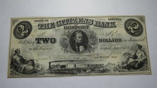 $2 1857 Gosport Indiana In Obsolete Currency Bank Note Bill Au