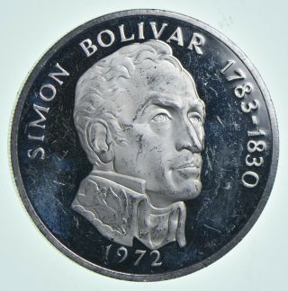 Silver World Coin - 1972 Panama 20 Balboas - World Silver Coin 130.  2g Round 044