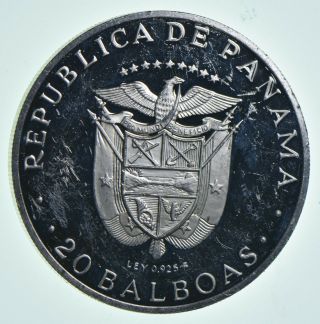 SILVER WORLD Coin - 1972 Panama 20 Balboas - World Silver Coin 130.  2g Round 044 2