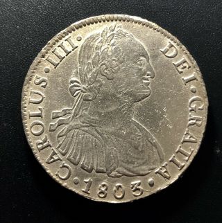 Peru 1803 Limae Ij 8 Reales Silver Coin: