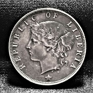 1896 - H Liberia 25 Cents,  Silver,  Km 8,  Xf,