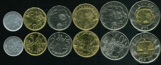 Ethiopia Set 6 Coins 1 - 50 Cents,  1 Birr Bimetallic 2004 - 2010 Unc