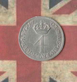 1703 Queen Anne Great Britain 4 Pence - 315 Year Old Silver Coin - Good Shape