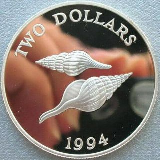 Bermuda 1994 Seashell 2 Dollars Silver Coin,  Proof