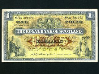 Scotland:p - 324b,  1 Pound,  1958 Royal Bank Vf,