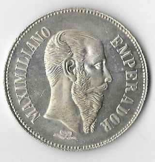 1864 - 1867 Mexico Emperador Maximiliano Imperio Mexicano Proof Silver Coin