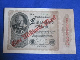 German 1000 Mark " Tausend Mark " Banknote Reichsbanknote 12/15/1922 Old Currency
