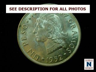 Noblespirit (ct) Gem Bu 1952 Dominican Rep Silver Peso