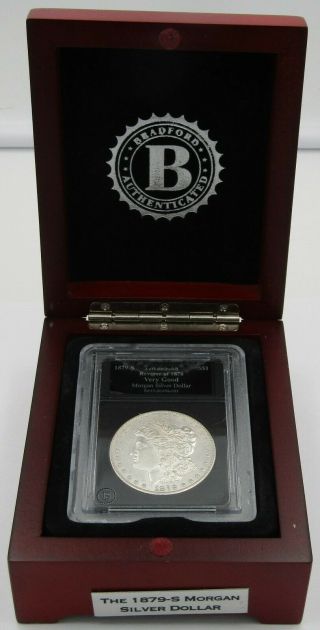 1879 S Reverse Of 1878 Morgan Silver Dollar With Bradford Coin Holder Wooden Box