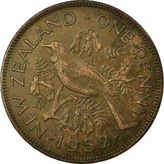 [ 697737] Coin,  Zealand,  George VI,  Penny,  1952,  EF (40 - 45),  Bronze,  KM:21 2