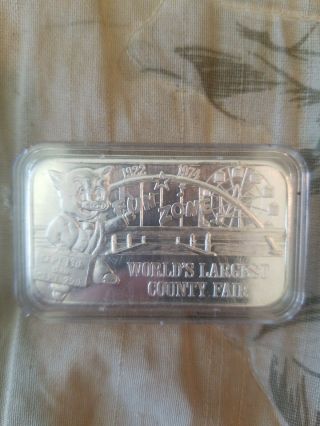 1974 L.  A.  County Fair 1 Oz.  999 Fine Silver Bar Pomona Coins