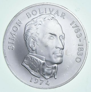 Silver World Coin - 1974 Panama 20 Balboas - World Silver Coin 130.  8g Round 048