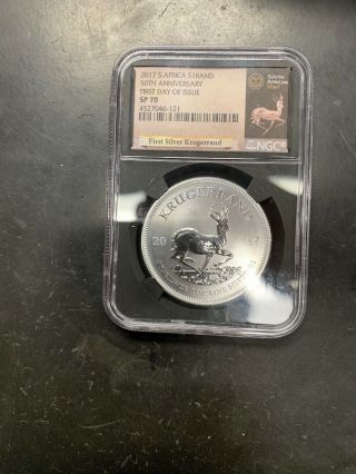 2017 S.  Africa Krugerrand - 50th Anniv.  - Ngc Sp 70 First Day Of Issue (silver)