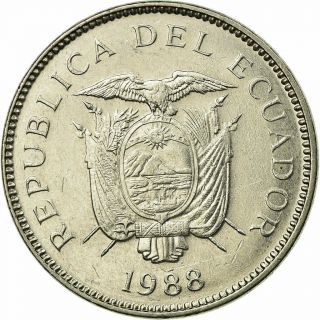 [ 696674] Coin,  Ecuador,  5 Sucres,  Cinco,  1988,  Ef (40 - 45),  Nickel Clad Steel