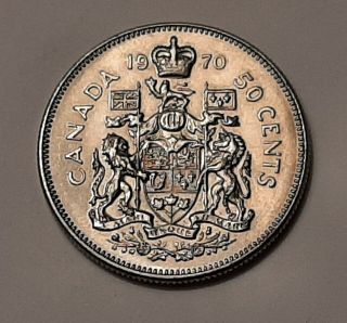 1970 Canada 50 Cents Coin (100 Nickel) - Queen Elizabeth Ii