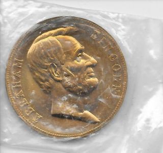 Old Exonumia Token: Bronze 1861 President Abraham Lincoln Inaugural Medal 1.  3 "