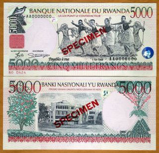 Specimen,  Rwanda,  5000 Francs,  1998,  P - 28 (28s) Unc