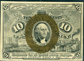 2nd Issue 10¢ Fractional Note - Fr1244 - Choice Au - Perfect Centering