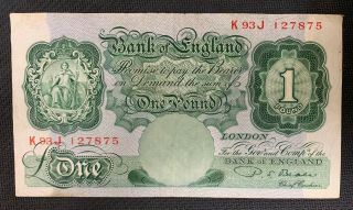 1955 - 1960 Bank Of England £1 Pound Note Fine Nr