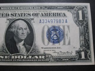 Unc 1934 $1 Silver Certificate $1 Dollar Funny Back A - A Block Beauty 7983