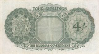 4 SHILLINGS VG - FINE BANKNOTE FROM BRITISH BAHAMAS 1953 PICK - 13b 2